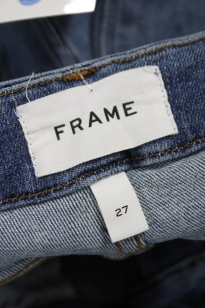 Frame Womens Flared Jeans Blue Low Rise Button Cotton Blend Size 27