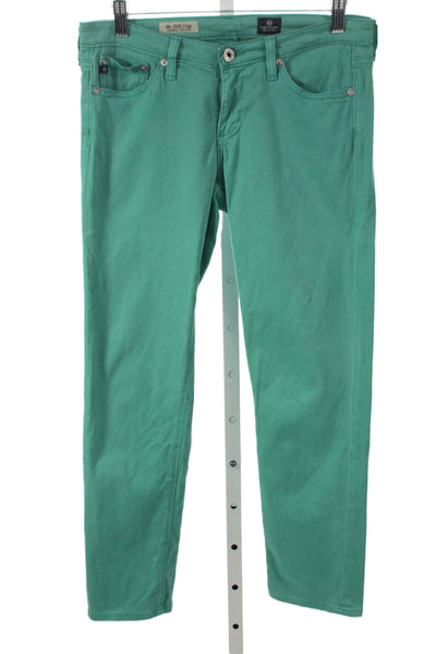 Adriano Goldschmied Women Cropped Jeans Green Low Rise Cotton Size 27