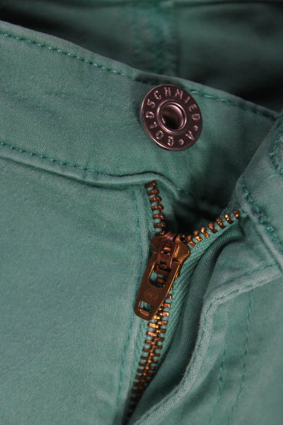 Adriano Goldschmied Women Cropped Jeans Green Low Rise Cotton Size 27