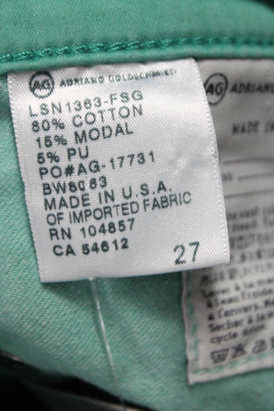 Adriano Goldschmied Women Cropped Jeans Green Low Rise Cotton Size 27