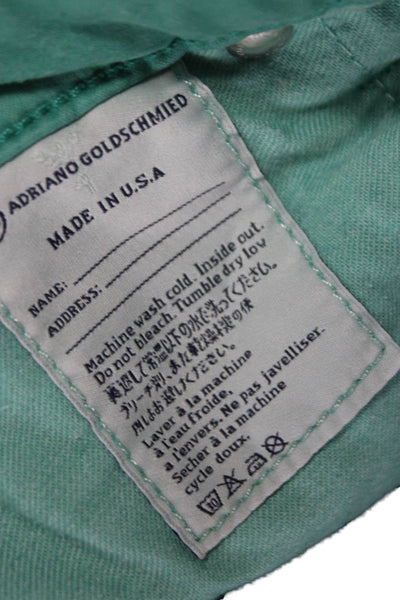 Adriano Goldschmied Women Cropped Jeans Green Low Rise Cotton Size 27