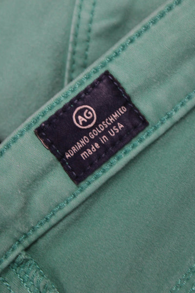 Adriano Goldschmied Women Cropped Jeans Green Low Rise Cotton Size 27