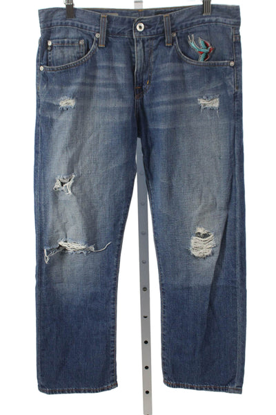 Adriano Goldschmied Mens Straight Jeans Blue Low Rise Cotton Inseam 25 Size 28