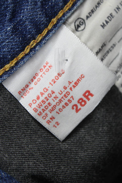Adriano Goldschmied Mens Straight Jeans Blue Low Rise Cotton Inseam 25 Size 28