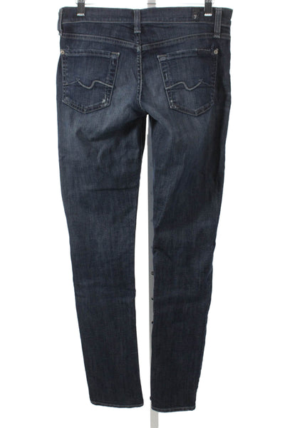 7 For All Mankind Womens Blue Skinny Jeans Low Rise Inseam 30 Size 26