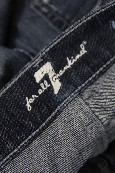 7 For All Mankind Womens Blue Skinny Jeans Low Rise Inseam 30 Size 26
