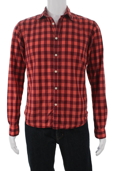 Scotch & Soda Mens Cotton Gingham Print Button Down Shirt Red Size S