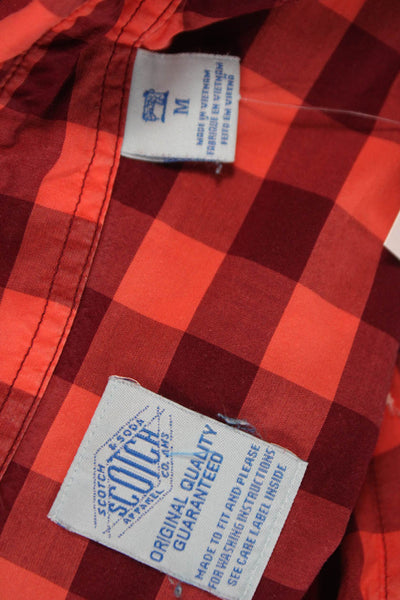 Scotch & Soda Mens Cotton Gingham Print Button Down Shirt Red Size S
