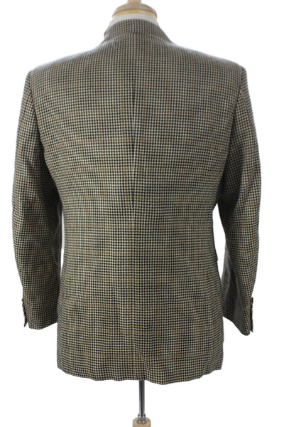 Canali Mens Blazer Beige Wool Check Buttoned Size 48