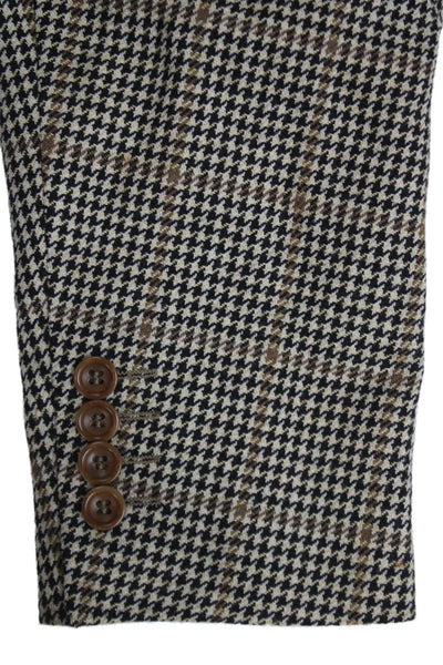 Canali Mens Blazer Beige Wool Check Buttoned Size 48