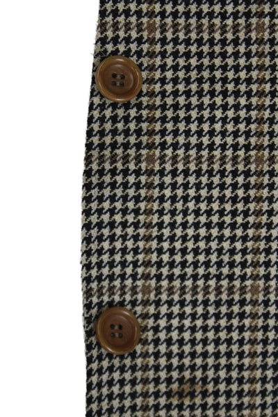 Canali Mens Blazer Beige Wool Check Buttoned Size 48