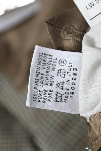 Canali Mens Blazer Beige Wool Check Buttoned Size 48