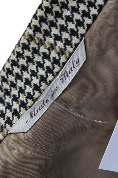 Canali Mens Blazer Beige Wool Check Buttoned Size 48