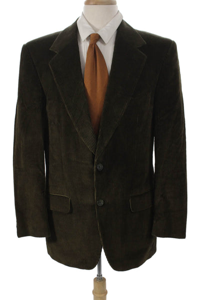 Yves Saint Laurent Mens Green Cotton Blazer Buttoned Size 44