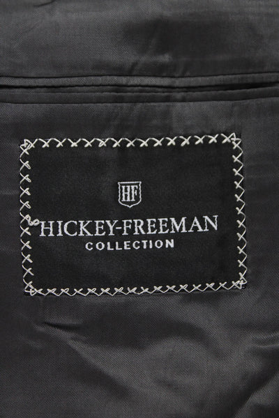 Hickey Freeman Mens Brown Lambswool Cashmere Check Blazer Button Size 40