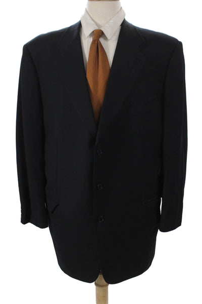 Trussini Mens Black Wool Blazer Buttoned Size 50