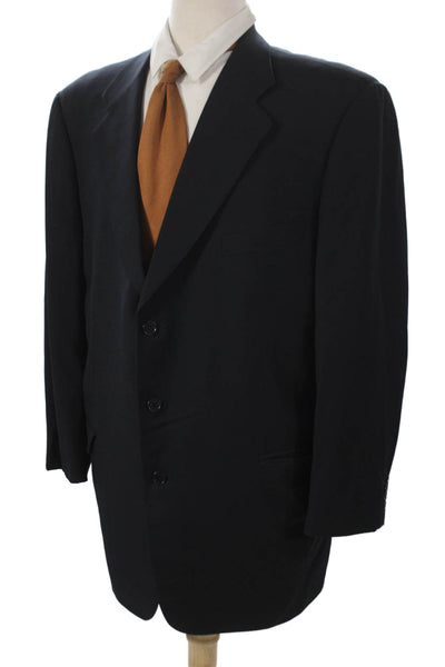 Trussini Mens Black Wool Blazer Buttoned Size 50
