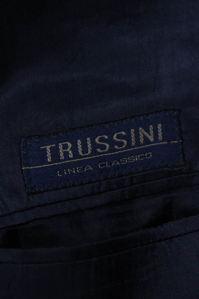 Trussini Mens Black Wool Blazer Buttoned Size 50