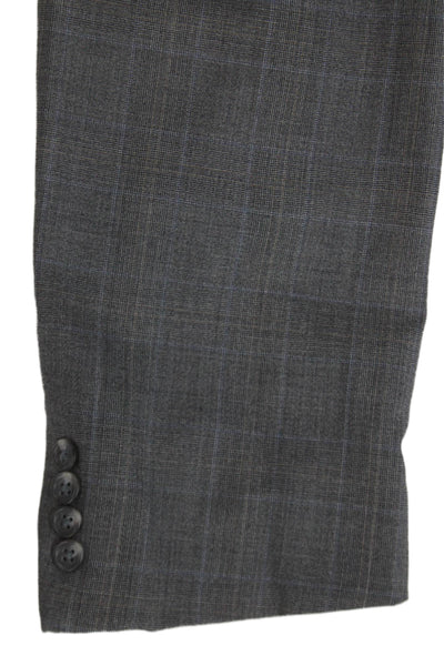 Hickey Freeman Mens Blazer Gray Plaid Wool Button Big & Tall Size 46