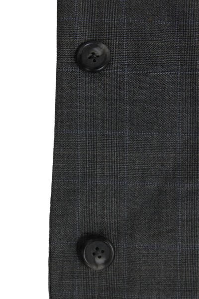 Hickey Freeman Mens Blazer Gray Plaid Wool Button Big & Tall Size 46