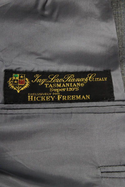 Hickey Freeman Mens Blazer Gray Plaid Wool Button Big & Tall Size 46