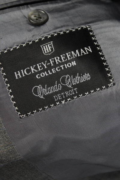 Hickey Freeman Mens Blazer Gray Plaid Wool Button Big & Tall Size 46