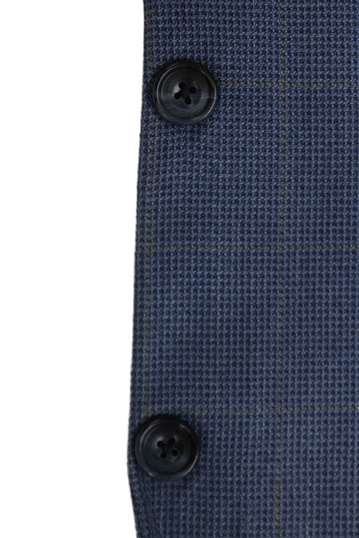 Hickey Freeman Men's Silk Plaid Blazer Buttoned Blue Size 42