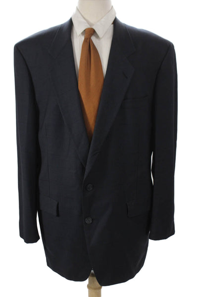 Hart Schaffner Marx Mens Blazer Blue Pure Virgin Wool Check Buttoned Size 42