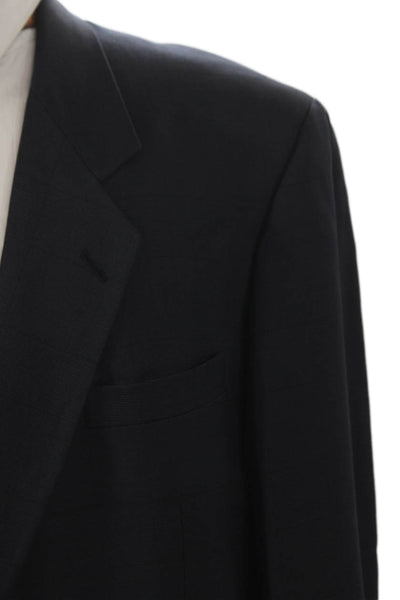 Hart Schaffner Marx Mens Blazer Blue Pure Virgin Wool Check Buttoned Size 42