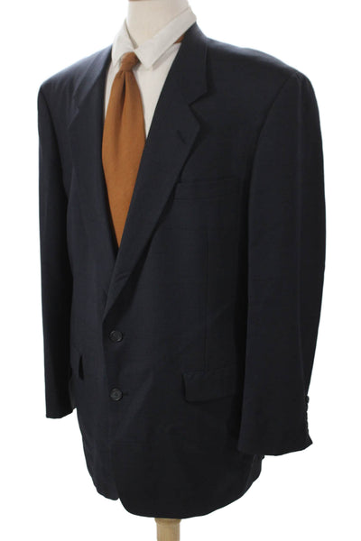 Hart Schaffner Marx Mens Blazer Blue Pure Virgin Wool Check Buttoned Size 42