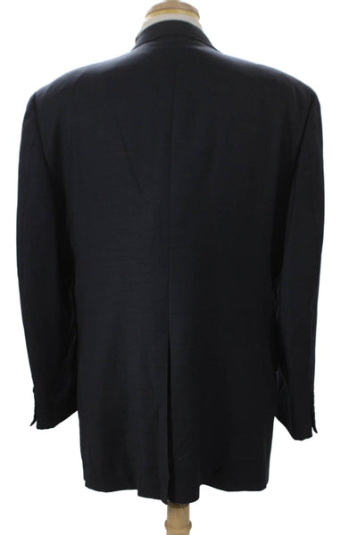 Hart Schaffner Marx Mens Blazer Blue Pure Virgin Wool Check Buttoned Size 42