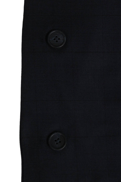 Hart Schaffner Marx Mens Blazer Blue Pure Virgin Wool Check Buttoned Size 42