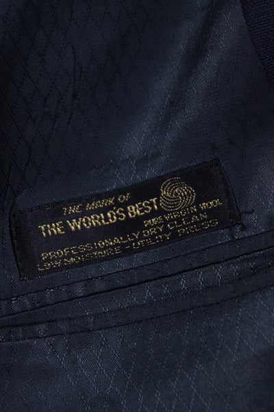 Hart Schaffner Marx Mens Blazer Blue Pure Virgin Wool Check Buttoned Size 42