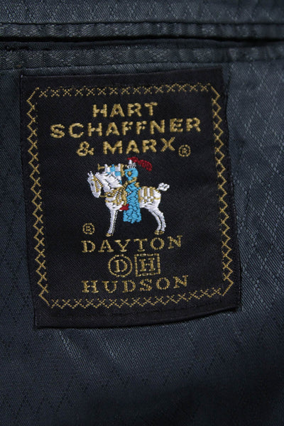 Hart Schaffner Marx Mens Blazer Blue Pure Virgin Wool Check Buttoned Size 42