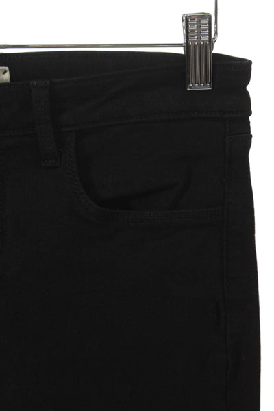 L'Agence Womens Skinny Black Jeans Cotton Low Rise Button Size 27