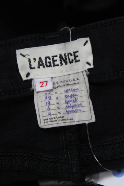 L'Agence Womens Skinny Black Jeans Cotton Low Rise Button Size 27