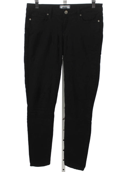 Paige Womens Skinny Jeans Black Low Rise Rayon Button Fly Size 27