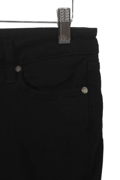 Paige Womens Skinny Jeans Black Low Rise Rayon Button Fly Size 27