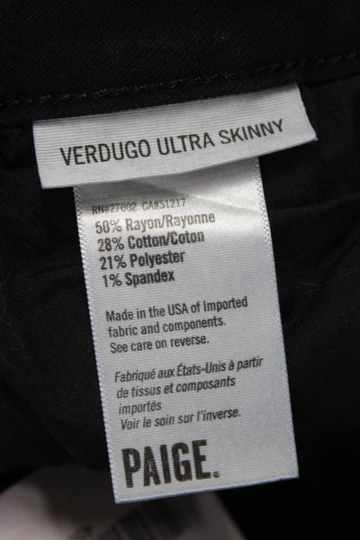 Paige Womens Skinny Jeans Black Low Rise Rayon Button Fly Size 27