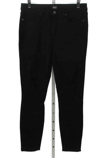 Paige Womens Black Ankle Jeans Mid Rise Rayon Button Fly Size 29