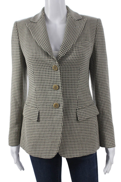 Armani Collezioni Womens Houndstooth Beige Polyester Blazer Buttoned Size 4