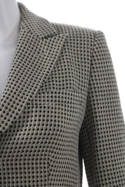 Armani Collezioni Womens Houndstooth Beige Polyester Blazer Buttoned Size 4
