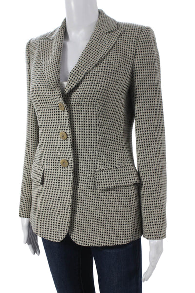Armani Collezioni Womens Houndstooth Beige Polyester Blazer Buttoned Size 4