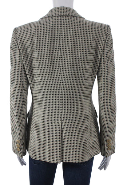 Armani Collezioni Womens Houndstooth Beige Polyester Blazer Buttoned Size 4