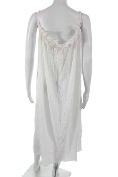 Buggy Womens Sleeveless White Cotton Round Neck Midcalf Drawstring Dress Size M