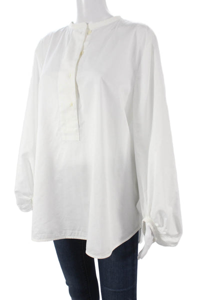 COS Womens White Cotton Collared Tunic Blouse Long Sleeve Button Size 12
