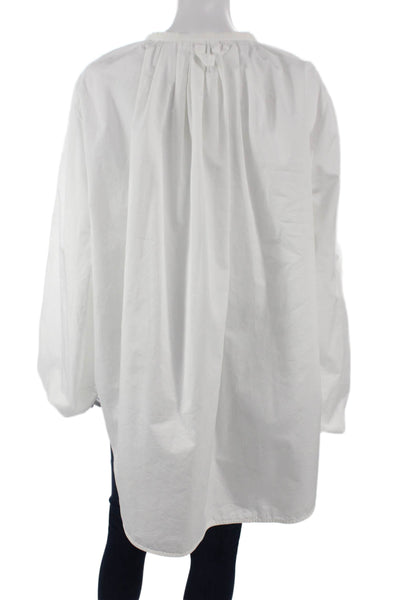 COS Womens White Cotton Collared Tunic Blouse Long Sleeve Button Size 12