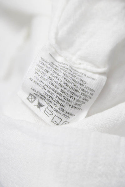 BOTEH Womens Tunic Blouse White Collared Cotton Voile Button Long Sleeve Size L