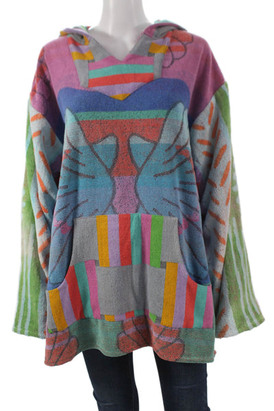 Royal Native Womens Pullover Hoodie V-Neck Colorblock Cotton Size XL
