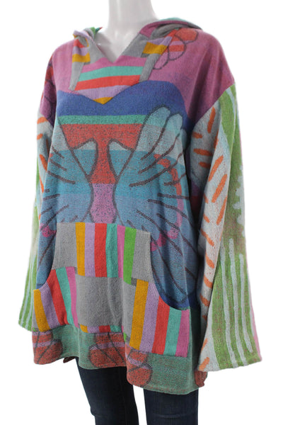 Royal Native Womens Pullover Hoodie V-Neck Colorblock Cotton Size XL